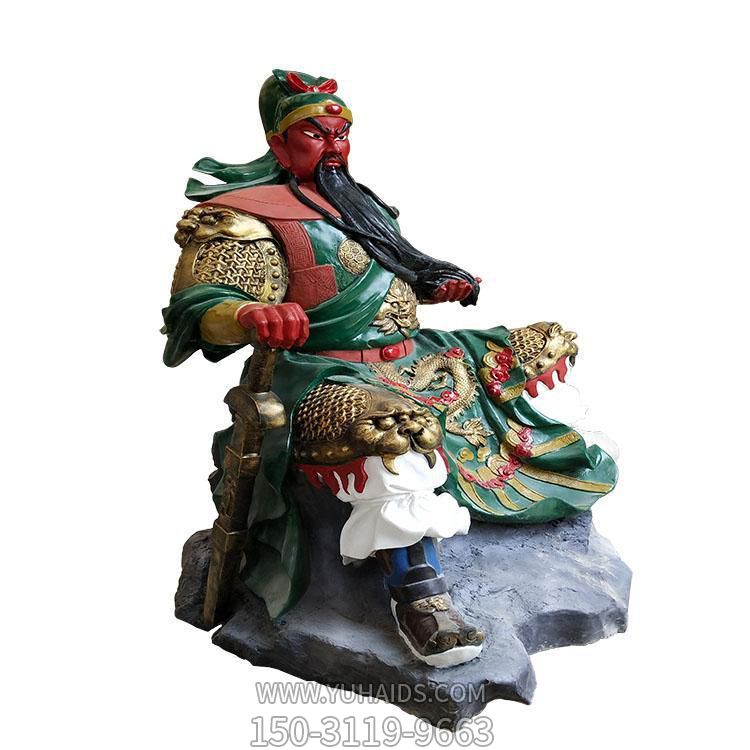 大型寺廟景區(qū)景點玻璃鋼彩繪武財神關(guān)羽擺件雕塑