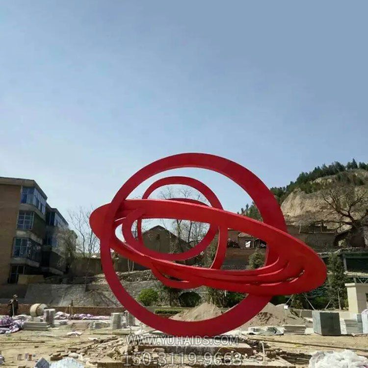 園林戶(hù)外不銹鋼創(chuàng)意圓環(huán)雕塑擺件
