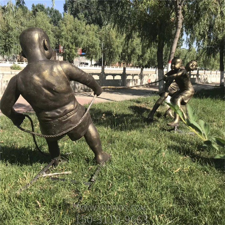 拔河，玻璃鋼民俗生活場景雕塑