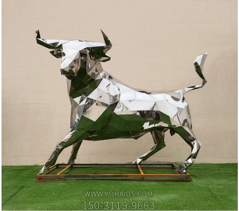 不銹鋼，塊面，鏡面，牛雕塑