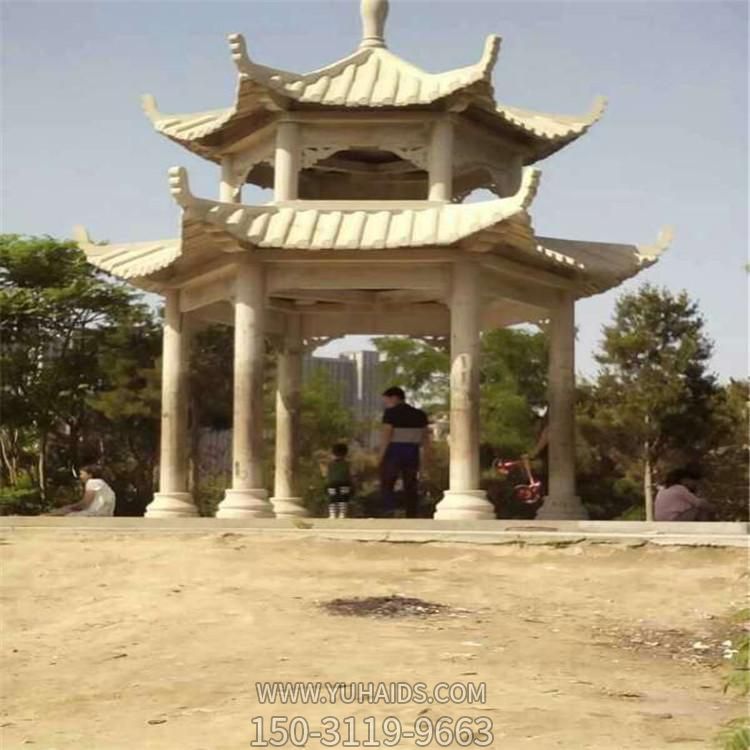 雙層戶外園林景觀中式六角涼亭雕塑