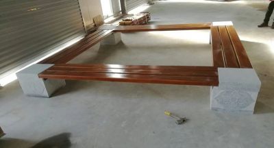 公園戶外石凳子防腐木石墩坐凳用于樹坑圍圈大理石長(zhǎng)椅子