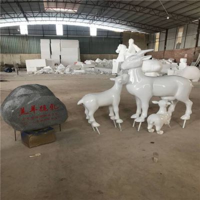 玻璃鋼寓意故事羔羊跪乳雕塑