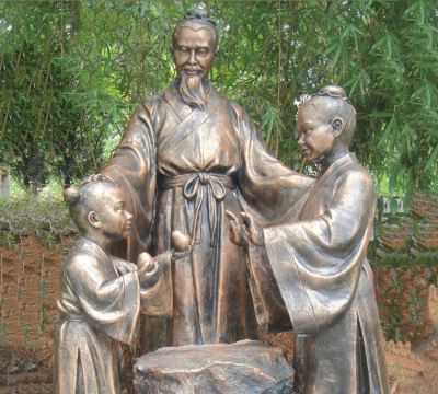 戶(hù)外公園銅雕寓言故事孔融讓梨雕塑