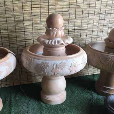 晚霞紅大理石風水球水缽，室內(nèi)家用小型招財擺件