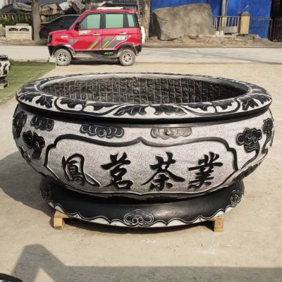 青石浮雕仿古庭院戶外養(yǎng)魚(yú)荷花水缸