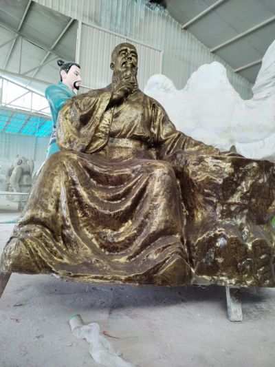 老中醫(yī)玻璃鋼仿銅古代人物雕塑