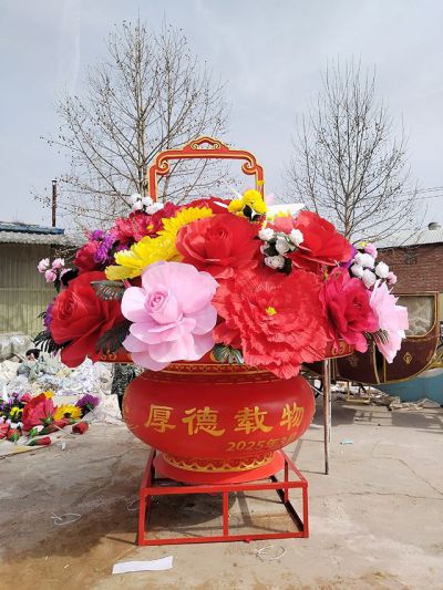 玻璃鋼大花籃學(xué)校景觀雕塑