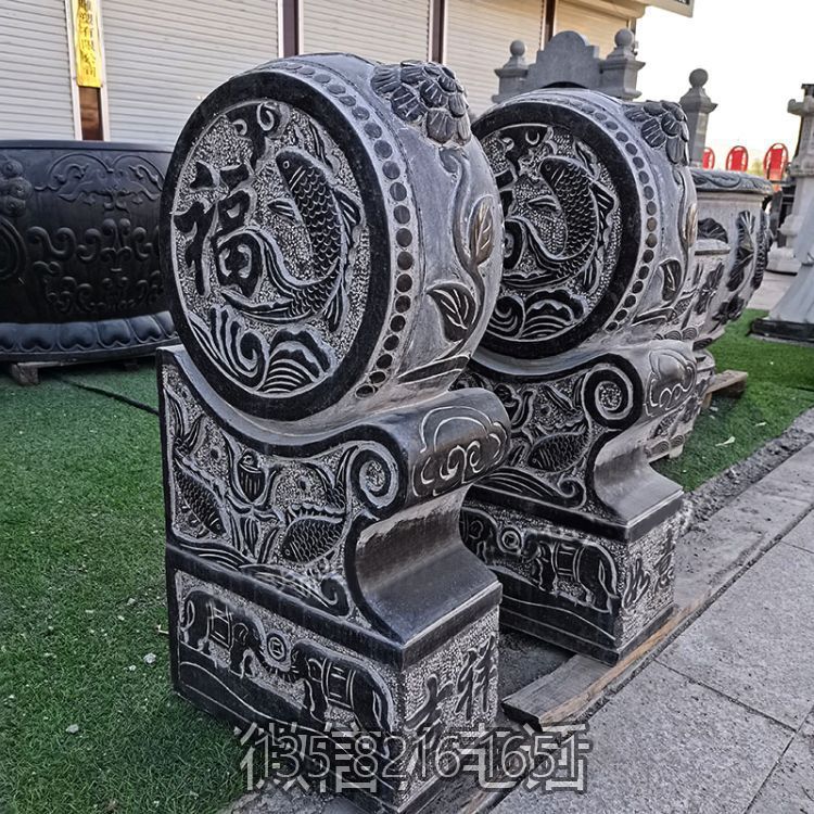 福字青石抱鼓石門墩