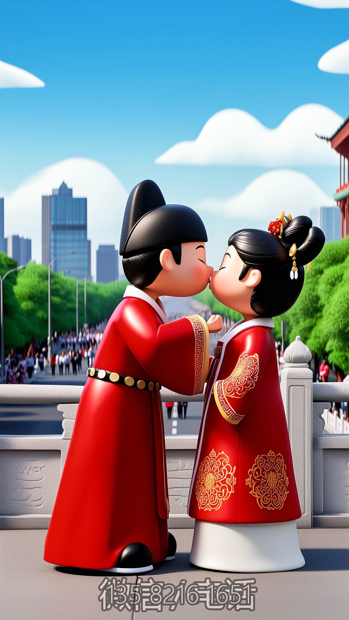 古代新郎新娘雕塑