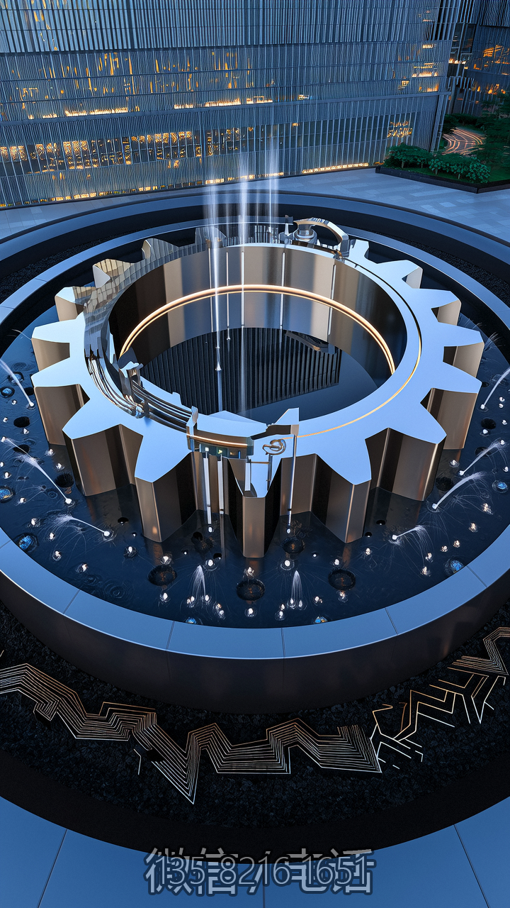 創(chuàng)意不銹鋼齒輪噴水景觀雕塑