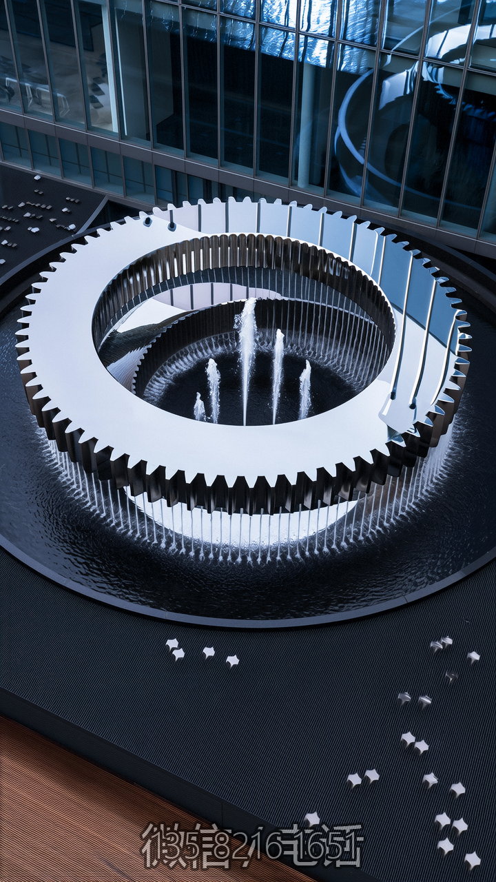 大型不銹鋼齒輪噴泉景觀雕塑