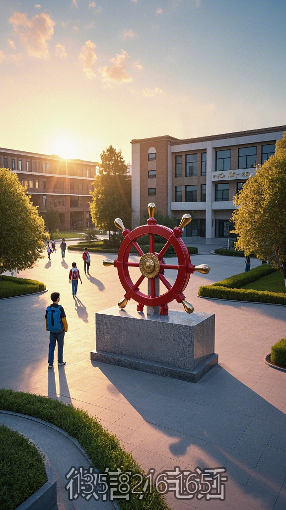 學(xué)校校園紅色船舵不銹鋼景觀雕塑