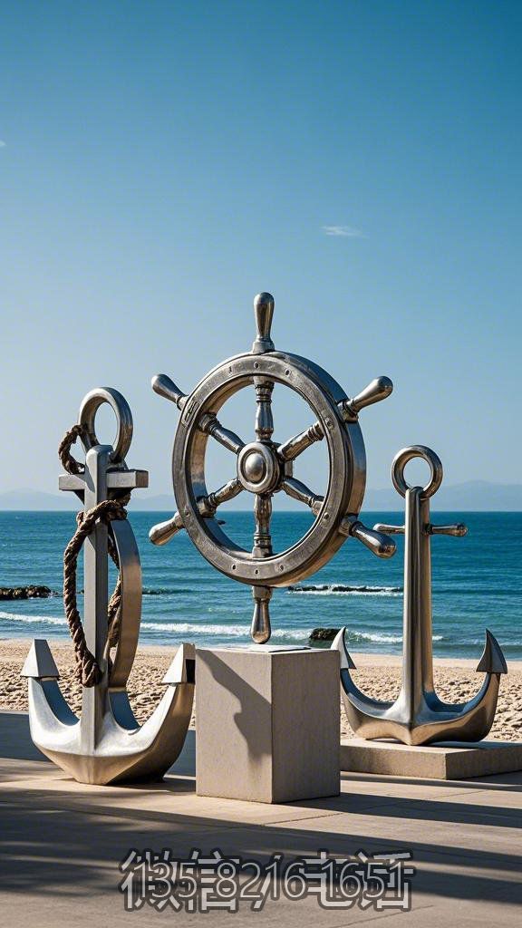 船錨和船舵雕塑