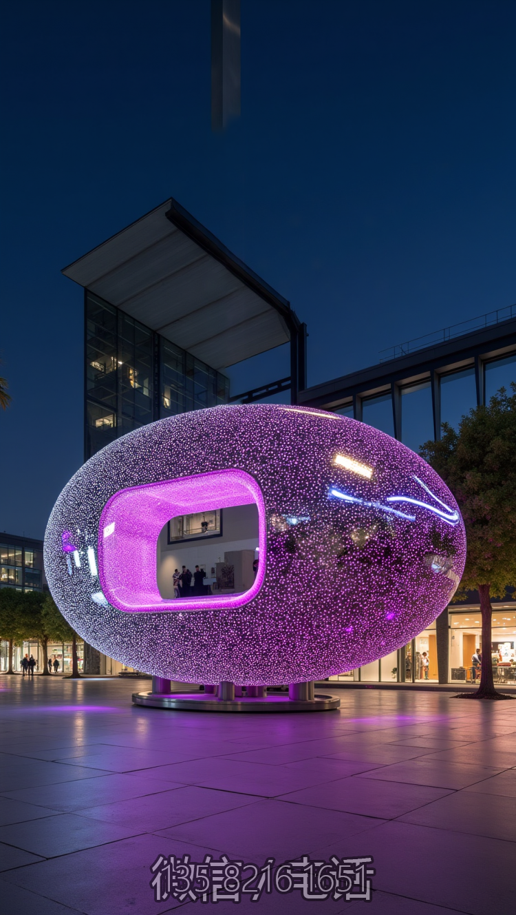 鏤空不銹鋼橢圓發(fā)光球雕塑