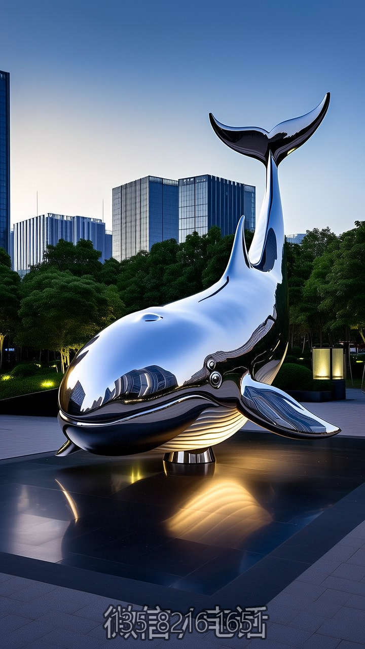 鏡面不銹鋼仿真鯨魚雕塑