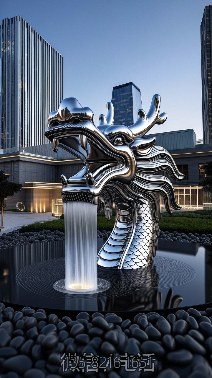 鏡面不銹鋼流水龍頭水景動(dòng)物雕塑