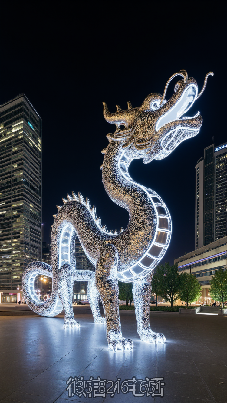 不銹鋼發(fā)光神龍雕塑