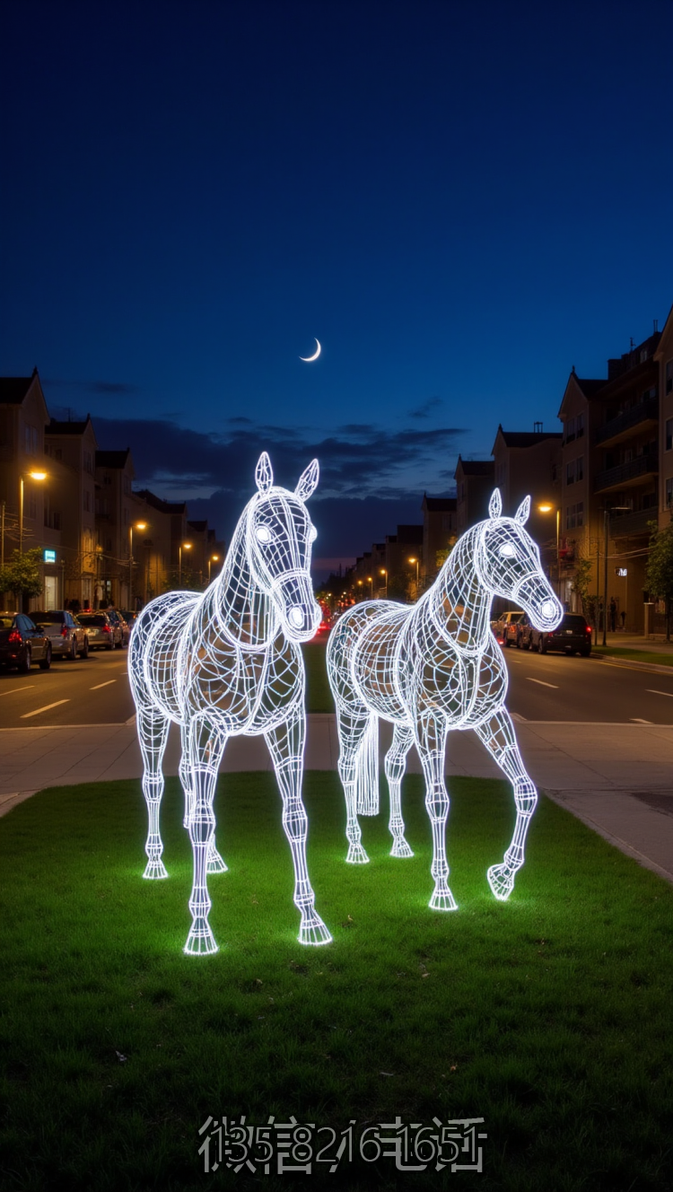 不銹鋼網(wǎng)格編織發(fā)光馬雕塑