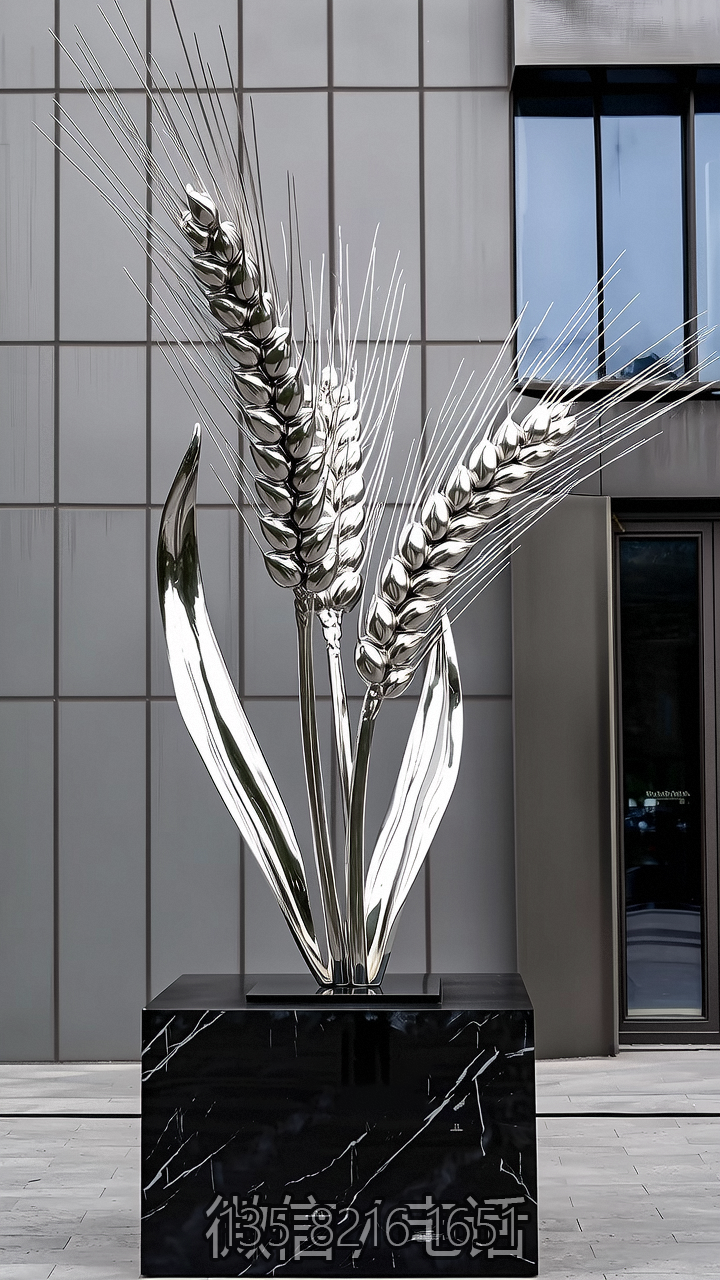鏡面不銹鋼麥穗雕塑