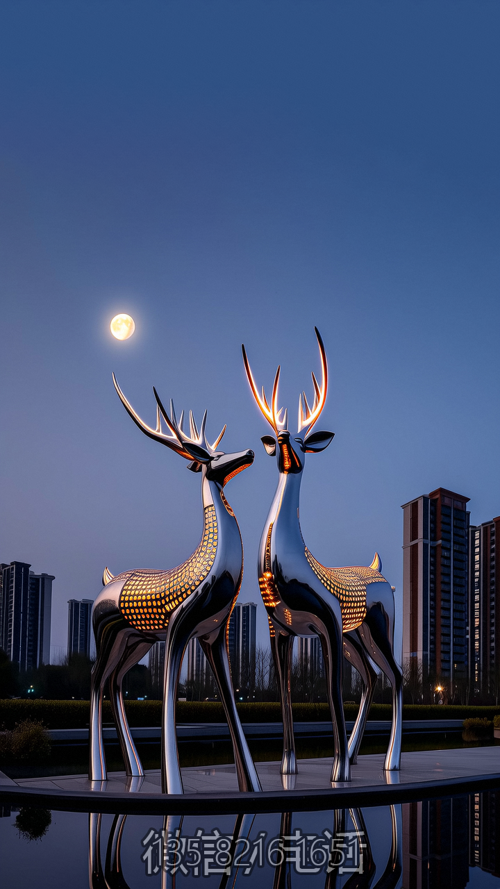 創(chuàng)意不銹鋼小鹿雕塑