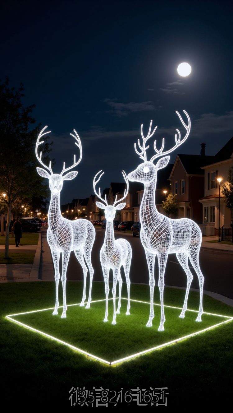 編織網(wǎng)格不銹鋼梅花鹿雕塑