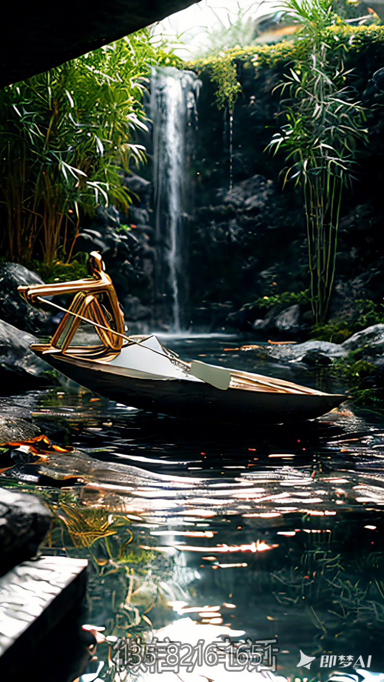 不銹鋼劃船的抽象人物、小船雕塑