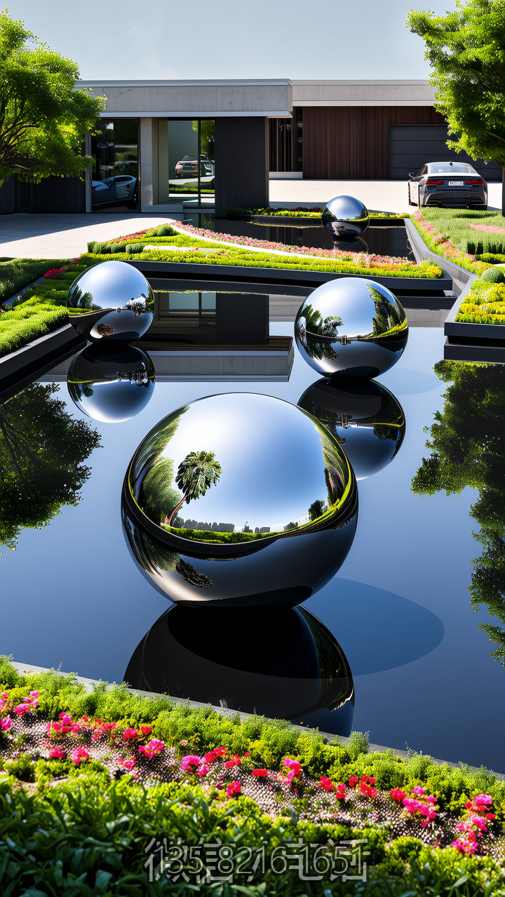 小區(qū)園林鏡面不銹鋼圓球雕塑