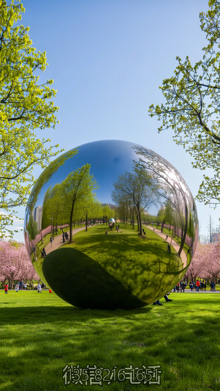 公園草坪大型鏡面不銹鋼圓球球體雕塑