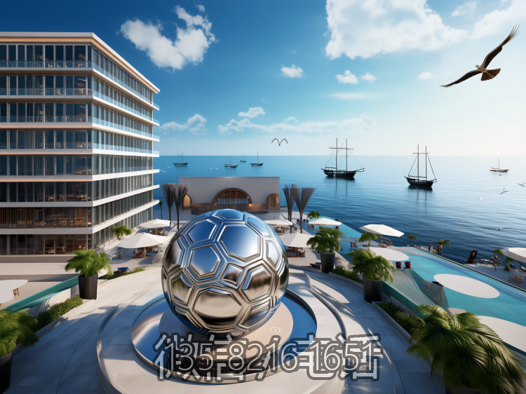 大型鏡面不銹鋼仿真足球景觀雕塑