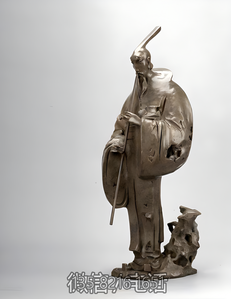 紀(jì)念館寫意吹簫的人物銅雕塑