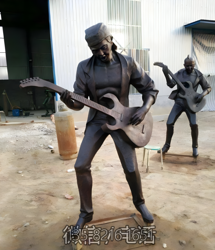 樂隊(duì)吉他手鑄銅音樂主題人物銅雕