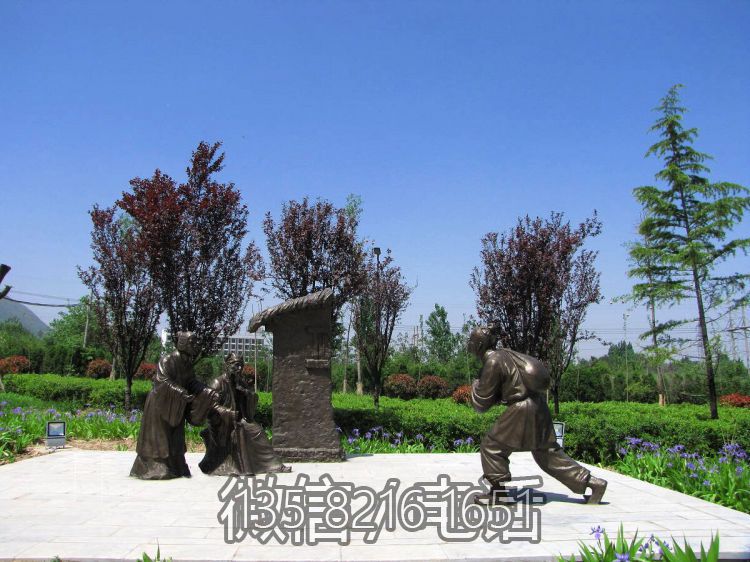 百里負米二十四孝鑄銅情景人物雕塑