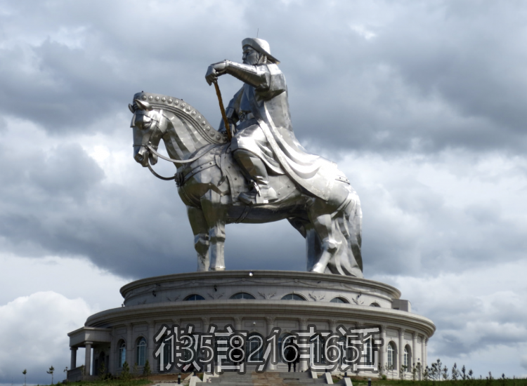 城市廣場不銹鋼大型人物成吉思汗雕塑