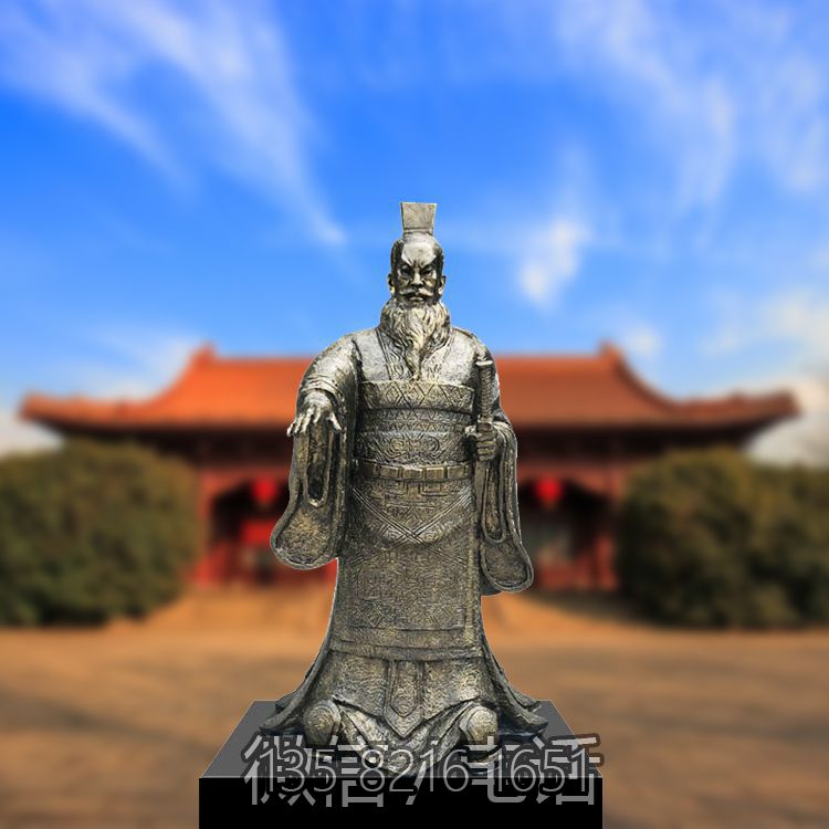 景區(qū)園林景觀歷史名人擺件玻璃鋼仿銅秦始皇嬴政雕塑