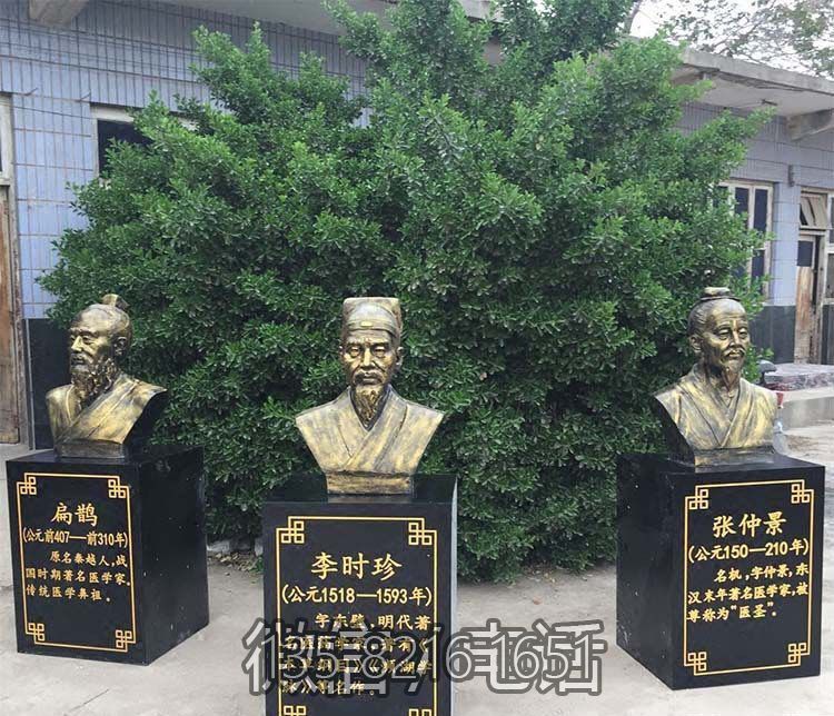 醫(yī)院學(xué)校廣場擺放鍍金扁鵲李時(shí)珍張仲景胸像古代人物銅雕