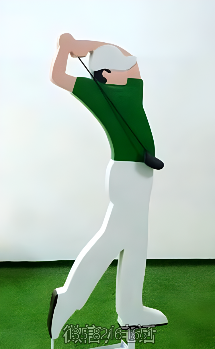 園林?jǐn)[件鐵藝噴漆剪影造型打高爾夫的人物雕塑