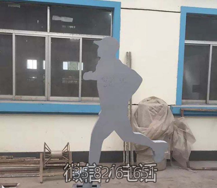 不銹鋼剪影戶外園林景觀裝飾抽象跑步人物雕塑