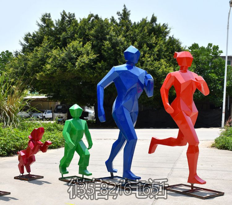 戶外園林景觀幾何跑步人物玻璃鋼雕塑裝飾擺件