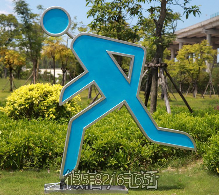 剪影自行車人物公園玻璃鋼園林景觀跑步雕塑運(yùn)動小品體育