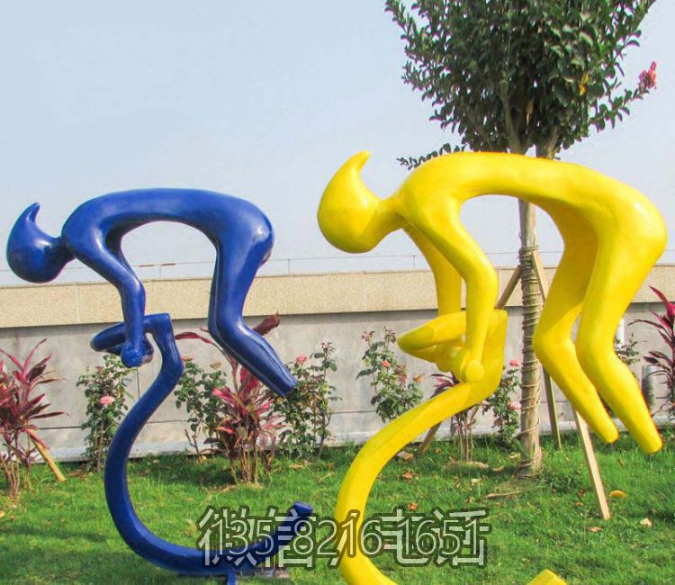 園林草坪體育運(yùn)動(dòng)擺件玻璃鋼創(chuàng)意騎自行車雕塑