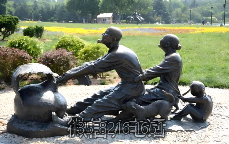 園林景觀擺件玻璃鋼仿銅拔蘿卜的情景小品擺件