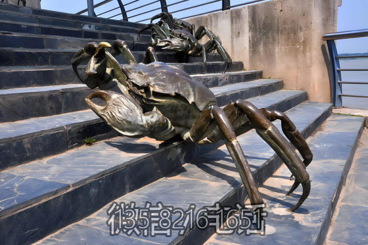 景觀戶外玻璃鋼仿銅定制大型海洋動物擺件螃蟹雕塑 景觀戶外玻璃鋼仿銅定制大型海洋動物擺件螃蟹雕塑