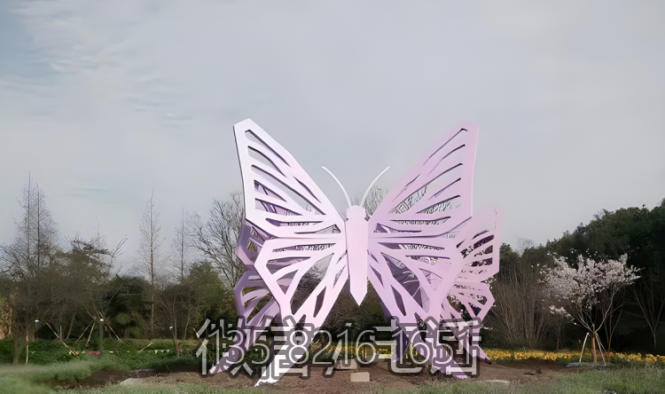 戶外草坪大型不銹鋼金屬昆蟲動物擺件蝴蝶雕塑