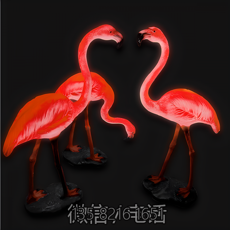 園林景觀裝飾擺件玻璃鋼仿真照明亮化動(dòng)物火烈鳥(niǎo)雕塑