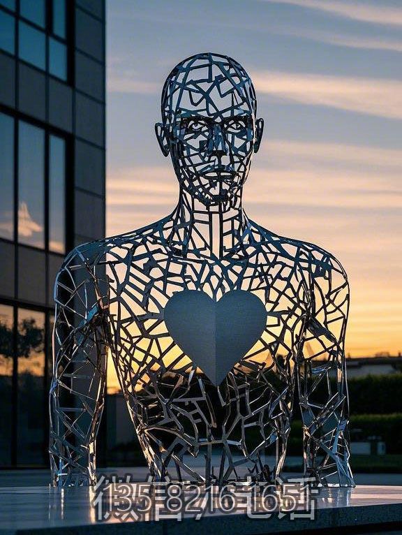 不銹鋼編織網(wǎng)格鏤空抽象人物雕塑