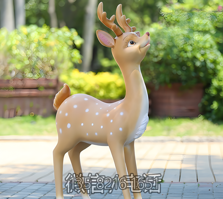 公園綠化動(dòng)物景觀擺件玻璃鋼卡通動(dòng)物擺件梅花鹿雕塑