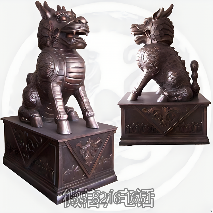 別墅小區(qū)門口大型招財(cái)辟邪神獸擺件銅麒麟雕塑