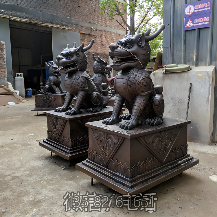 定制銅雕神獸麒麟雕塑小區(qū)景觀裝飾動物擺件