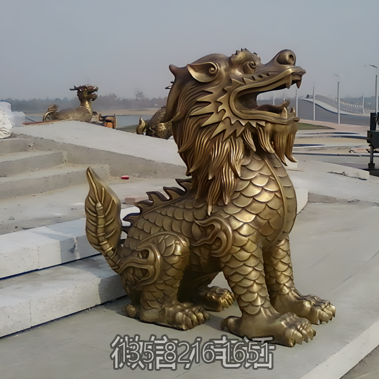 戶外廣場銅雕仿古神獸麒麟雕塑